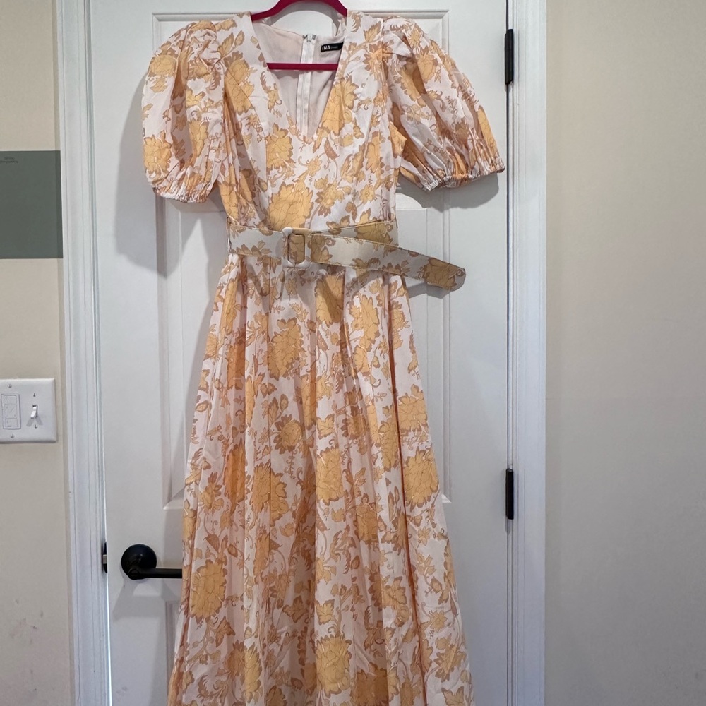 Ina Yellow and Cream Floral Maxi Dress